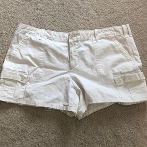 White cargo shorts.